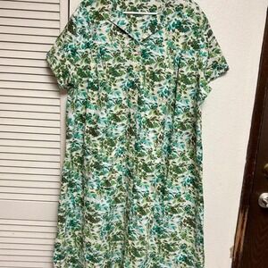 Vintage bird and leaf print homemade plus size dress